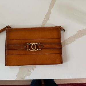 Pratesi Firenze Brown Leather Clutch with Gold Accent
